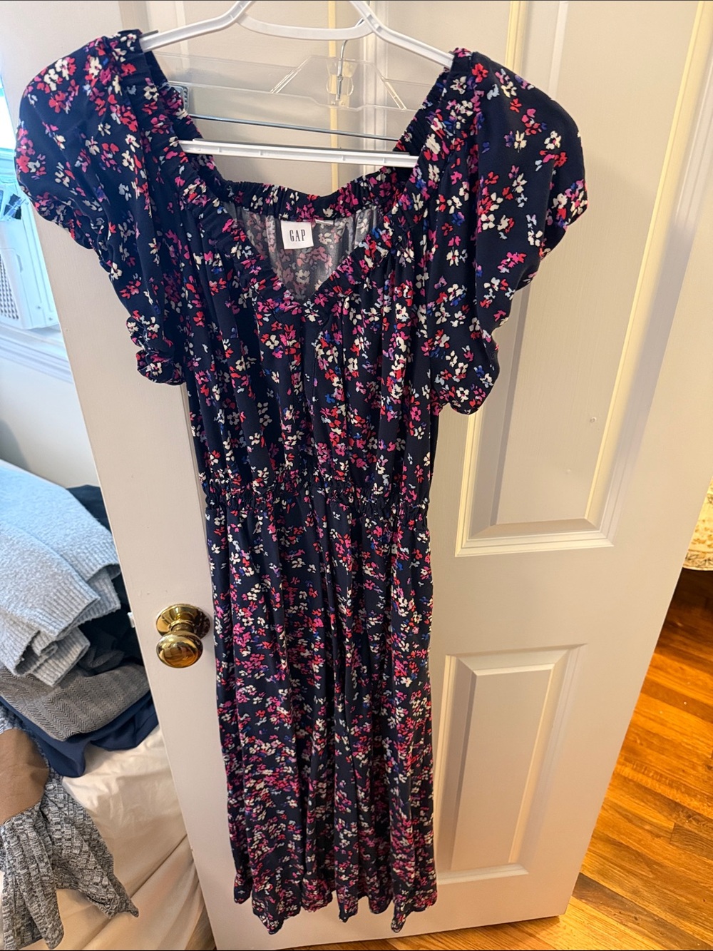 GAP Navy Floral Midi Dress with Pink & White Flowers